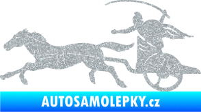 Samolepka Sparťanský bojovník 001 levá bojový vůz s koněm Ultra Metalic stříbrná metalíza