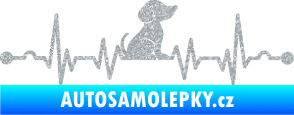 Samolepka Srdeční tep 002 pravá pejsek Ultra Metalic stříbrná metalíza
