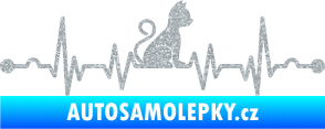 Samolepka Srdeční tep 003 pravá kočička Ultra Metalic stříbrná metalíza