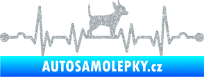 Samolepka Srdeční tep 006 pravá čivava Ultra Metalic stříbrná metalíza