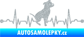 Samolepka Srdeční tep 007 pravá pitbull Ultra Metalic stříbrná metalíza