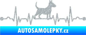 Samolepka Srdeční tep 008 pravá pes bulteriér Ultra Metalic stříbrná metalíza