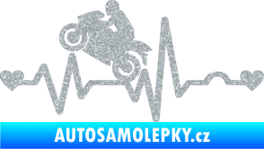 Samolepka Srdeční tep 013 levá motorkář Ultra Metalic stříbrná metalíza
