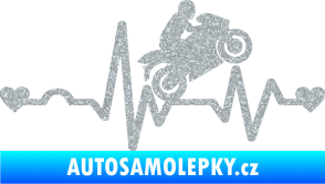 Samolepka Srdeční tep 013 pravá motorkář Ultra Metalic stříbrná metalíza