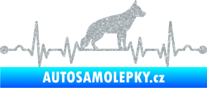 Samolepka Srdeční tep 014 pravá německý ovčák Ultra Metalic stříbrná metalíza