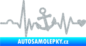 Samolepka Srdeční tep 031 levá kotva Ultra Metalic stříbrná metalíza