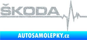 Samolepka Srdeční tep 034 levá Škoda Ultra Metalic stříbrná metalíza