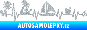 Samolepka Srdeční tep 094 pravá dovolená u moře Ultra Metalic stříbrná metalíza