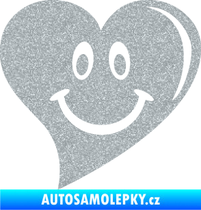 Samolepka Srdíčko 014 pravá s úsměvem Ultra Metalic stříbrná metalíza