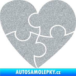 Samolepka Srdíčko 018 pravá puzzle Ultra Metalic stříbrná metalíza
