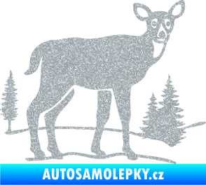 Samolepka Srna 002 pravá s krajinou Ultra Metalic stříbrná metalíza