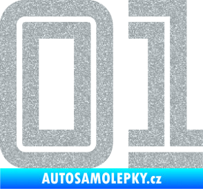 Samolepka Startovní číslo 01 typ 7 Ultra Metalic stříbrná metalíza