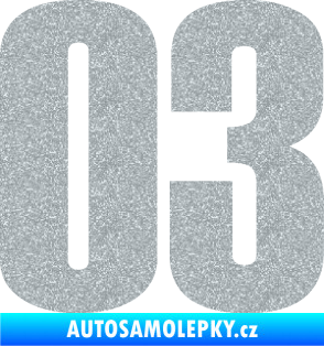 Samolepka Startovní číslo 03 typ 2   Ultra Metalic stříbrná metalíza