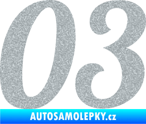 Samolepka Startovní číslo 03 typ 3 Ultra Metalic stříbrná metalíza
