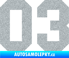 Samolepka Startovní číslo 03 Ultra Metalic stříbrná metalíza