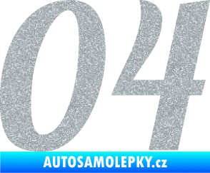 Samolepka Startovní číslo 04 typ 3 Ultra Metalic stříbrná metalíza