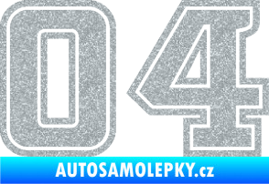 Samolepka Startovní číslo 04 typ 5 Ultra Metalic stříbrná metalíza