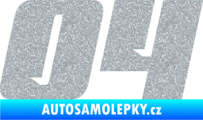 Samolepka Startovní číslo 04 typ 6 Ultra Metalic stříbrná metalíza
