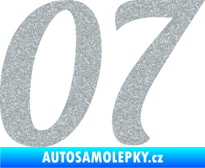 Samolepka Startovní číslo 07 typ 3 Ultra Metalic stříbrná metalíza