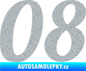 Samolepka Startovní číslo 08 typ 3 Ultra Metalic stříbrná metalíza