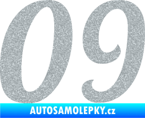 Samolepka Startovní číslo 09 typ 3  Ultra Metalic stříbrná metalíza