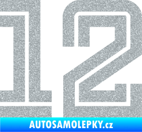Samolepka Startovní číslo 12 typ 7 Ultra Metalic stříbrná metalíza