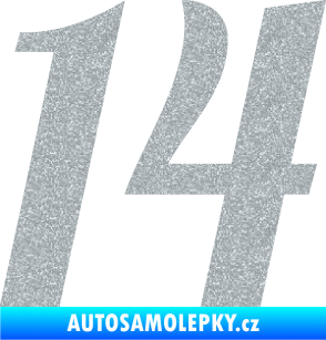 Samolepka Startovní číslo 14 typ 3      Ultra Metalic stříbrná metalíza