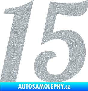 Samolepka Startovní číslo 15 typ 3      Ultra Metalic stříbrná metalíza