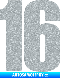 Samolepka Startovní číslo 16 typ 2   Ultra Metalic stříbrná metalíza
