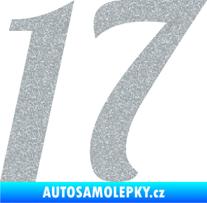 Samolepka Startovní číslo 17 typ 3        Ultra Metalic stříbrná metalíza