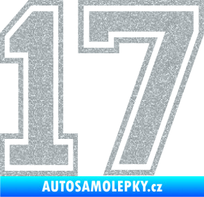 Samolepka Startovní číslo 17 typ 4 Ultra Metalic stříbrná metalíza