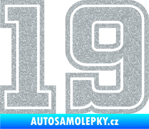 Samolepka Startovní číslo 19 typ 5 Ultra Metalic stříbrná metalíza
