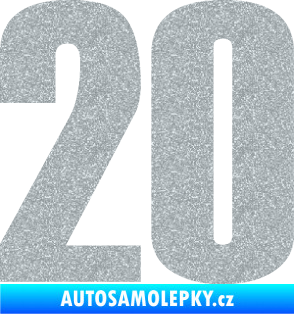 Samolepka Startovní číslo 20 typ 2       Ultra Metalic stříbrná metalíza