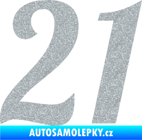 Samolepka Startovní číslo 21 typ 3 Ultra Metalic stříbrná metalíza