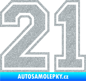 Samolepka Startovní číslo 21 typ 4 Ultra Metalic stříbrná metalíza