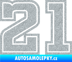 Samolepka Startovní číslo 21 typ 5 Ultra Metalic stříbrná metalíza