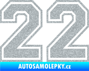 Samolepka Startovní číslo 22 typ 4 Ultra Metalic stříbrná metalíza