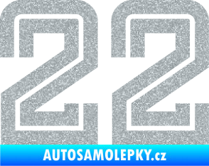 Samolepka Startovní číslo 22 typ 7 Ultra Metalic stříbrná metalíza
