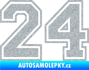 Samolepka Startovní číslo 24 typ 4 Ultra Metalic stříbrná metalíza