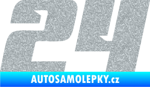 Samolepka Startovní číslo 24 typ 6 Ultra Metalic stříbrná metalíza
