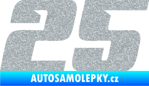 Samolepka Startovní číslo 25 typ 6 Ultra Metalic stříbrná metalíza
