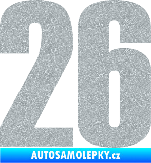 Samolepka Startovní číslo 26 typ 2    Ultra Metalic stříbrná metalíza
