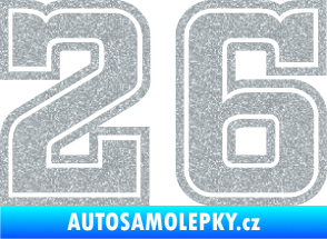 Samolepka Startovní číslo 26 typ 5 Ultra Metalic stříbrná metalíza