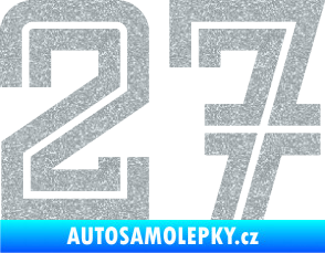 Samolepka Startovní číslo 27 typ 7 Ultra Metalic stříbrná metalíza