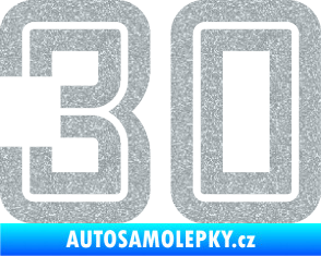 Samolepka Startovní číslo 30 typ 7 Ultra Metalic stříbrná metalíza