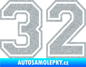 Samolepka Startovní číslo 32 typ 4 Ultra Metalic stříbrná metalíza