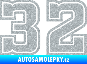Samolepka Startovní číslo 32 typ 5 Ultra Metalic stříbrná metalíza