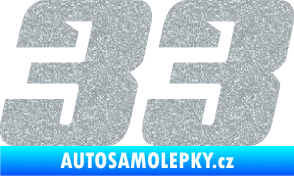 Samolepka Startovní číslo 33 typ 6 Ultra Metalic stříbrná metalíza