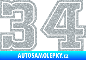 Samolepka Startovní číslo 34 typ 5 Ultra Metalic stříbrná metalíza