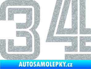 Samolepka Startovní číslo 34 typ 7 Ultra Metalic stříbrná metalíza